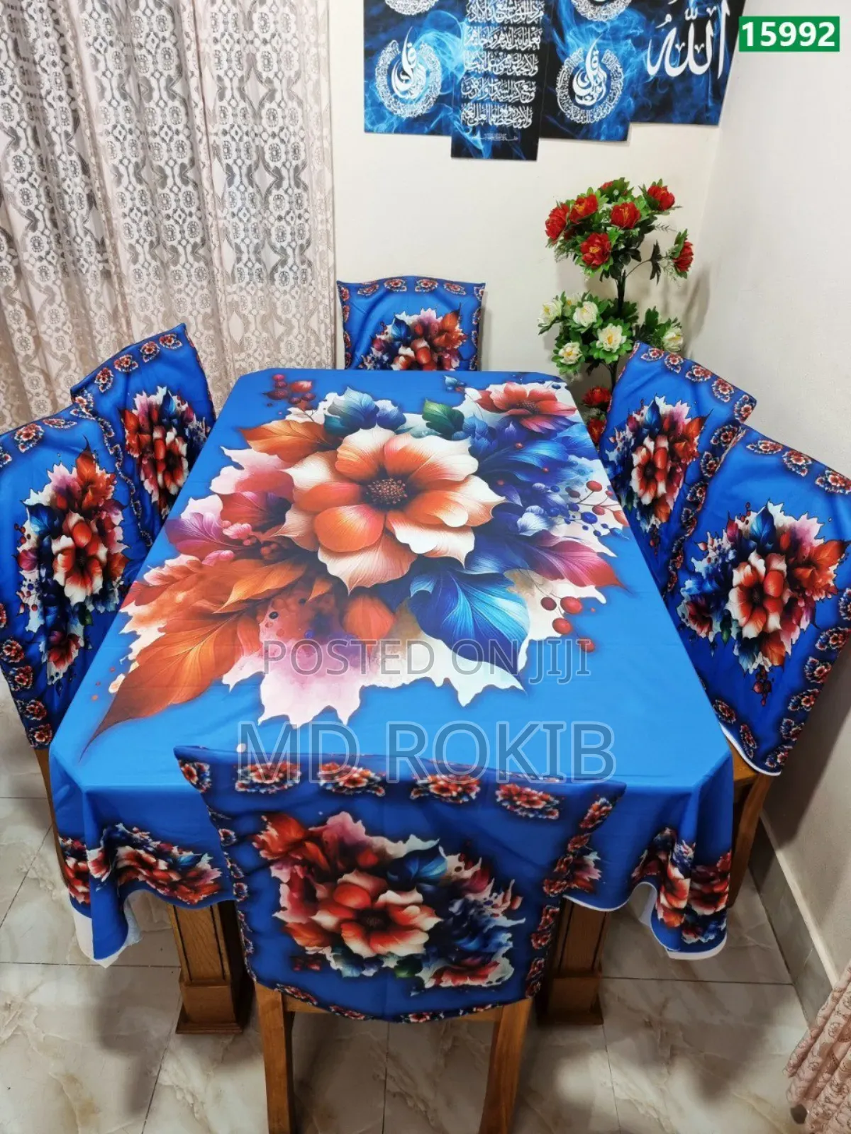 Premium 3d Velvet Dining Table Chair Cover Set