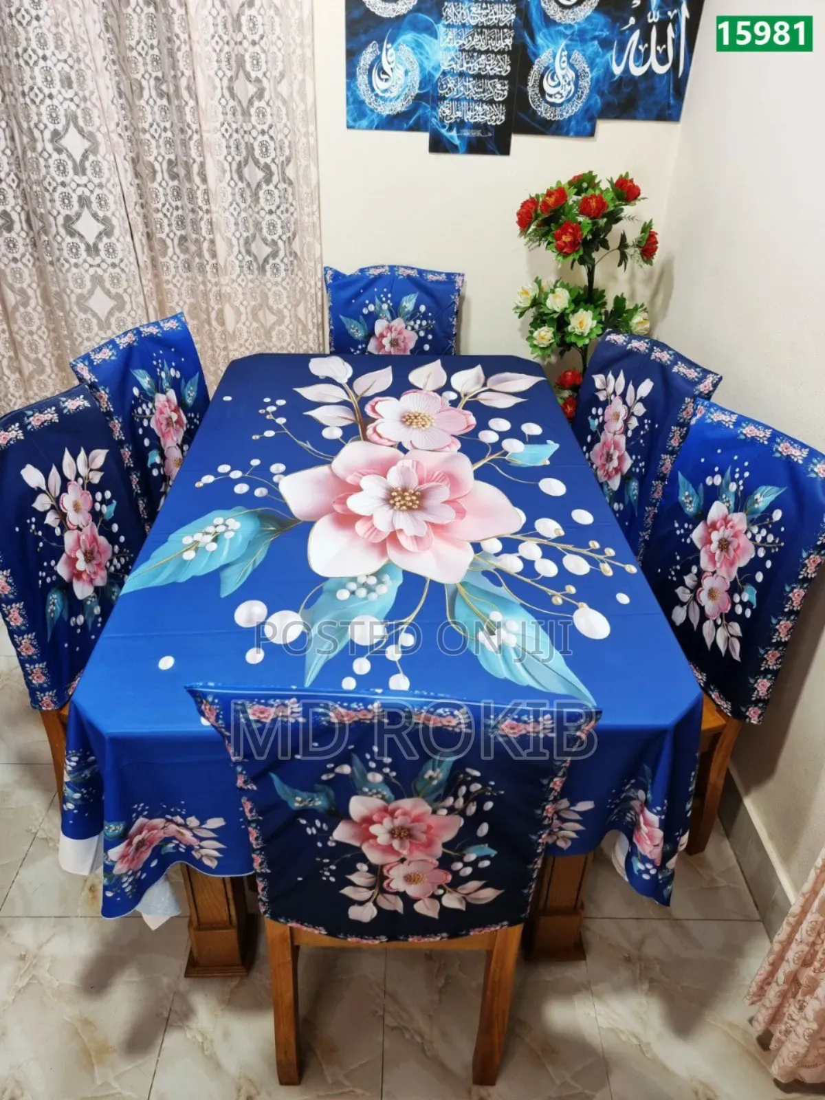 Premium 3d Velvet Dining Table Chair Cover Set