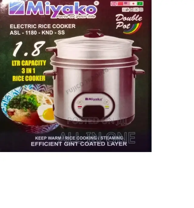 Miyako Double Pot Rice Cooker, (Asl-1180-KND - Ss)-1.8 LTR