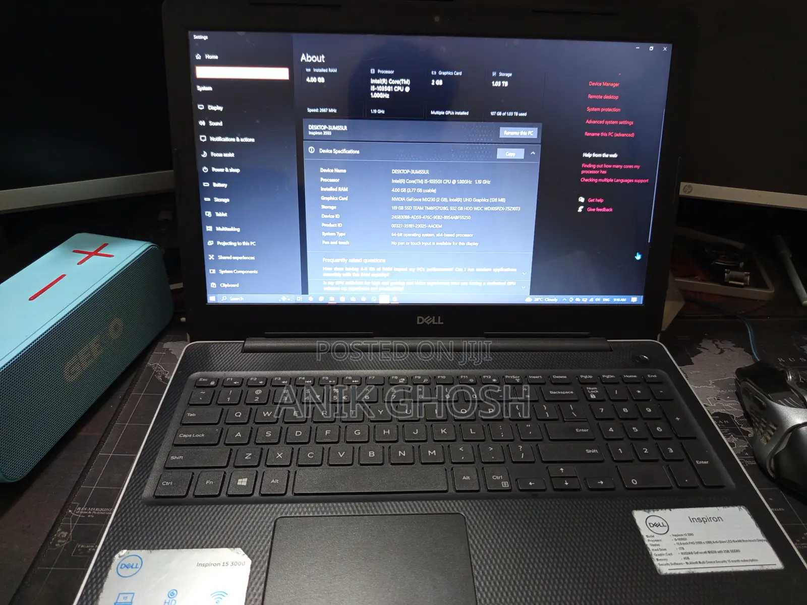 Laptop Dell Inspiron 15 3593 4GB Intel Core I5 HDD+SSD 1T