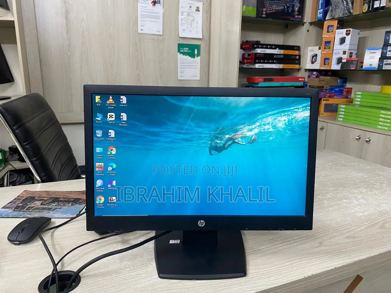 Hp 19" Full Fresh Led Monitor ,Resolution (1366x768) ,Model : Hp -V194