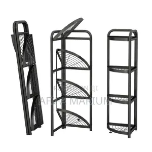 Photo - Black Carbon Steel 4-Tier Foldable Corner Shelf
