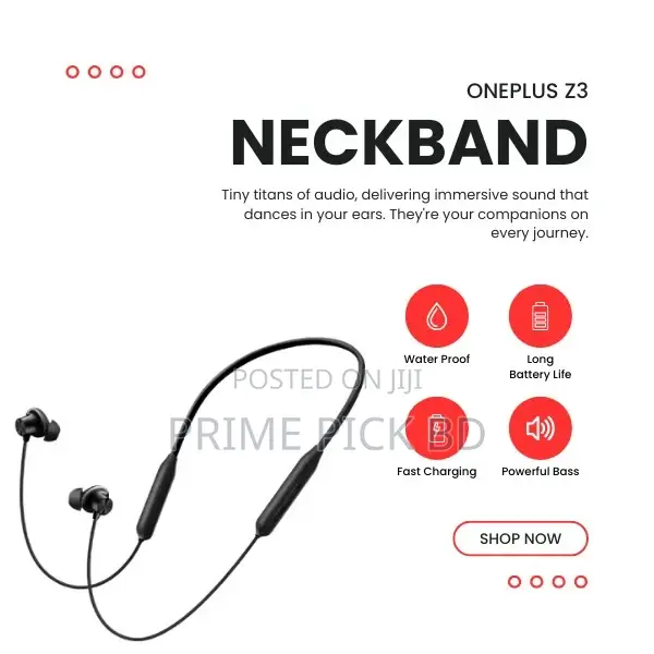Oneplus Bullets Wireless Z3 Bluetooth Neckband – Long Battery Life
