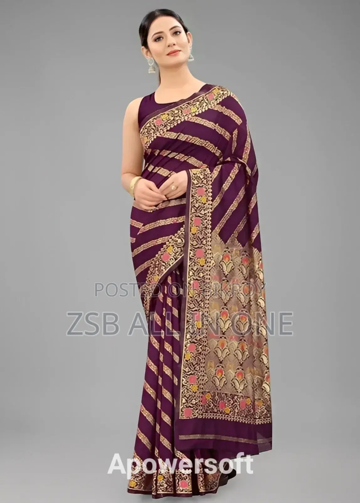 Screen Print Saree (with Blouse Piece) New Collection Stylish