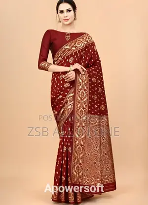 Screen Print Saree (with Blouse Piece) New Collection Stylish