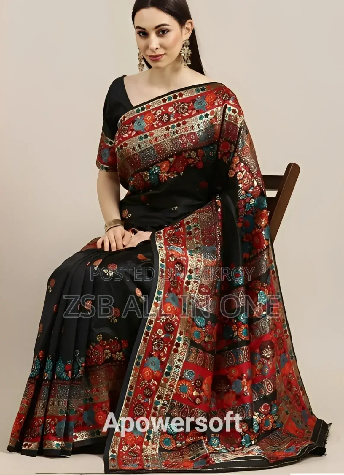 Screen Print Saree (with Blouse Piece) New Collection Stylish