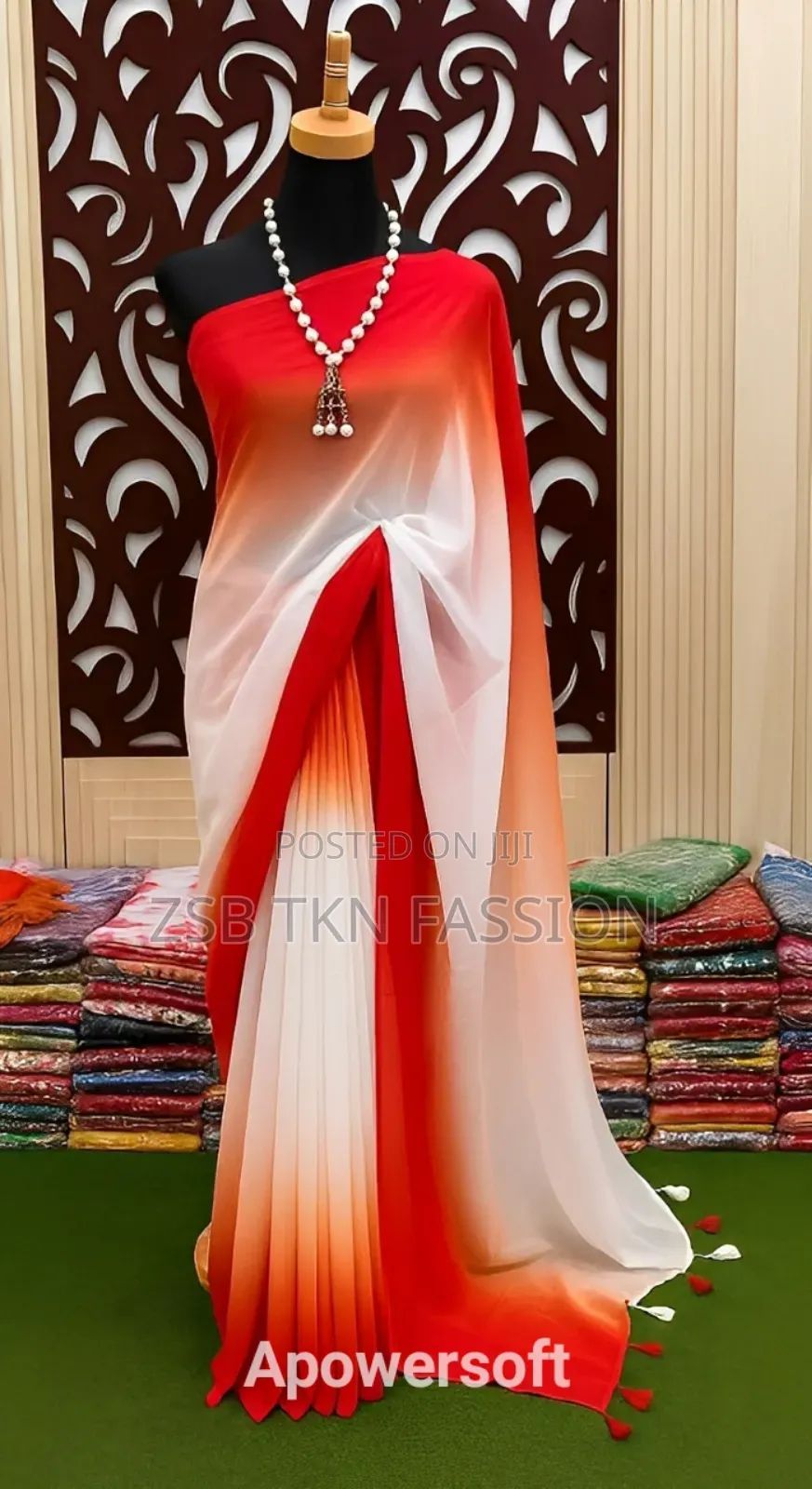 স্টাইলিশ ডিজাইনে তৈরি এই রঙধনু জর্জেট শাড়িটি