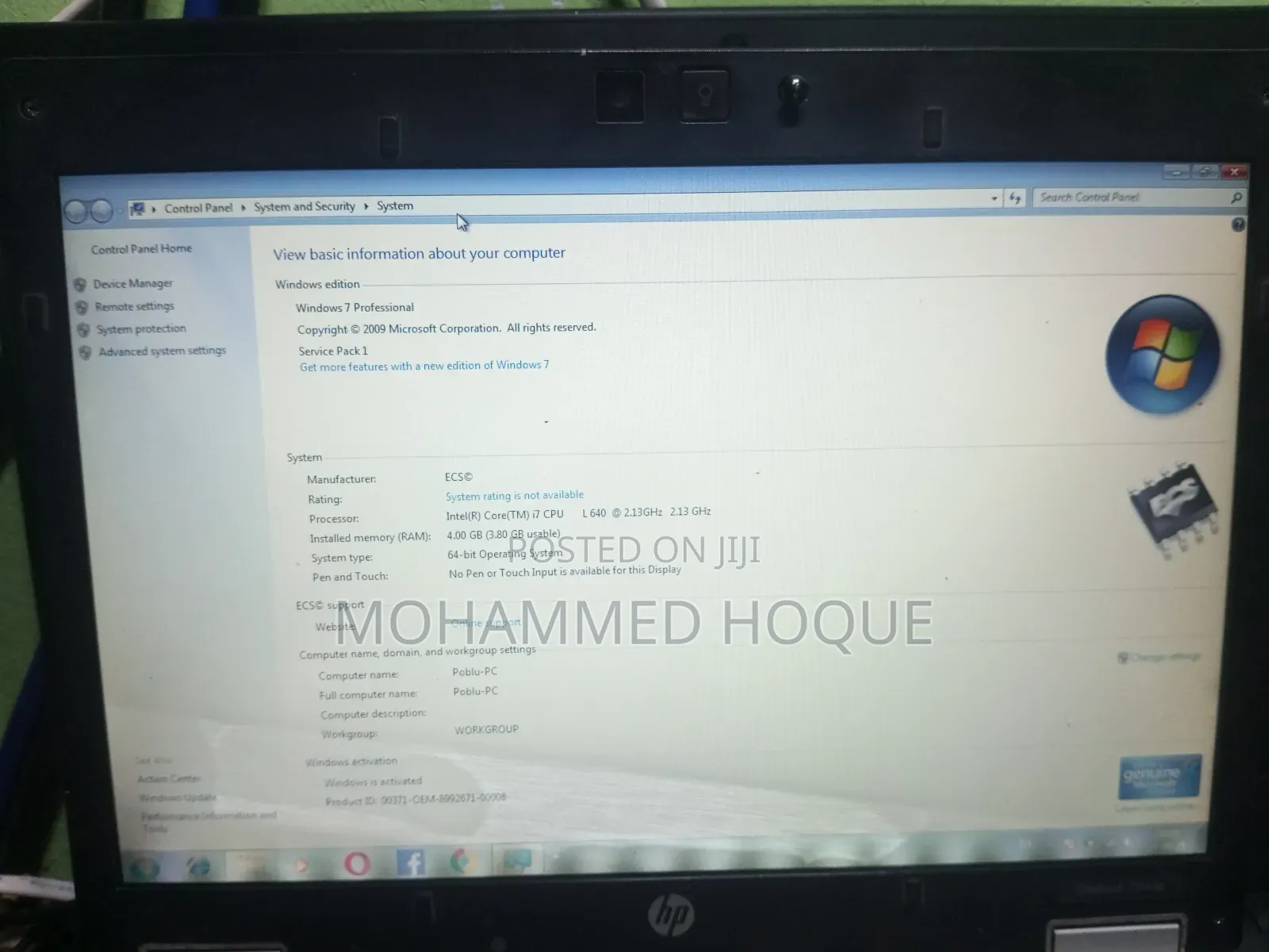 Laptop HP EliteBook 2540P 4GB Intel Core I7 HDD 160GB