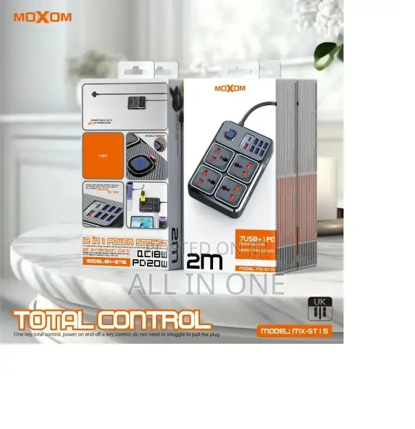Moxom Mx-St17 Power Strip 4 Socket 7 Usb + 1type-C 20w 2m Black