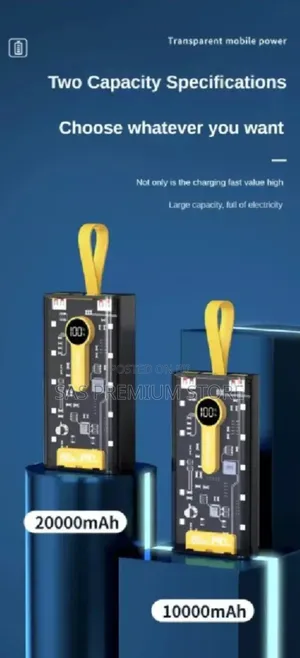 2000 Mah Transparent Power Bank Portable Fast Charging 20w Powerbank