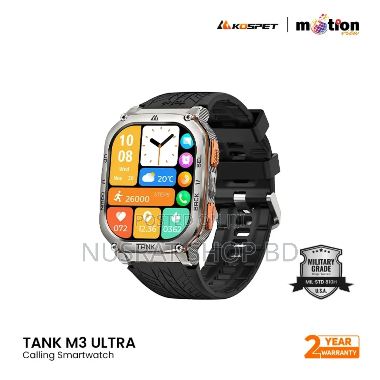 Kospet Tank M3 Ultra 5 Atm Ip69k Dive-Proof Smart Watch -Silver10894