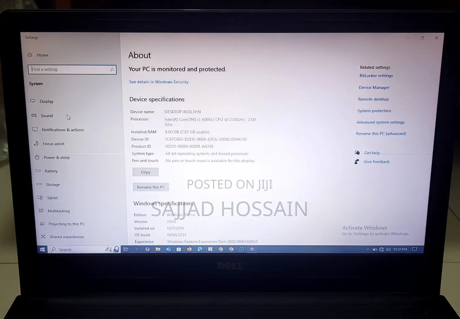 Laptop Dell Inspiron 15 3000 8GB Intel Core I3 HDD+SSD 1T