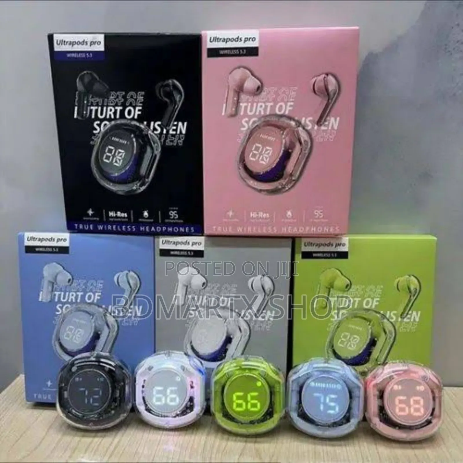 Ultrapods Pro True Wireless Earbuds With Display Transparent Design,