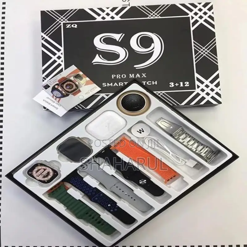 Zq S9 Promax Smartwatch ,Speaker,1pcs Earbud,12 Pair Strape