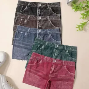 Stretchy Imitation Denim Trendy High Waisted Skinny Fake Jean Shorts