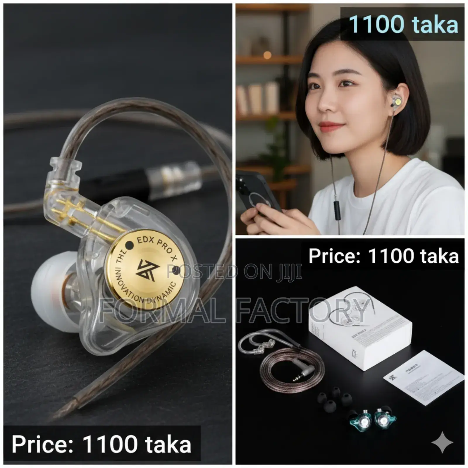 Kz Edx Pro X Earphones Dynamic Sound, Easily Assemble or Chang Wear