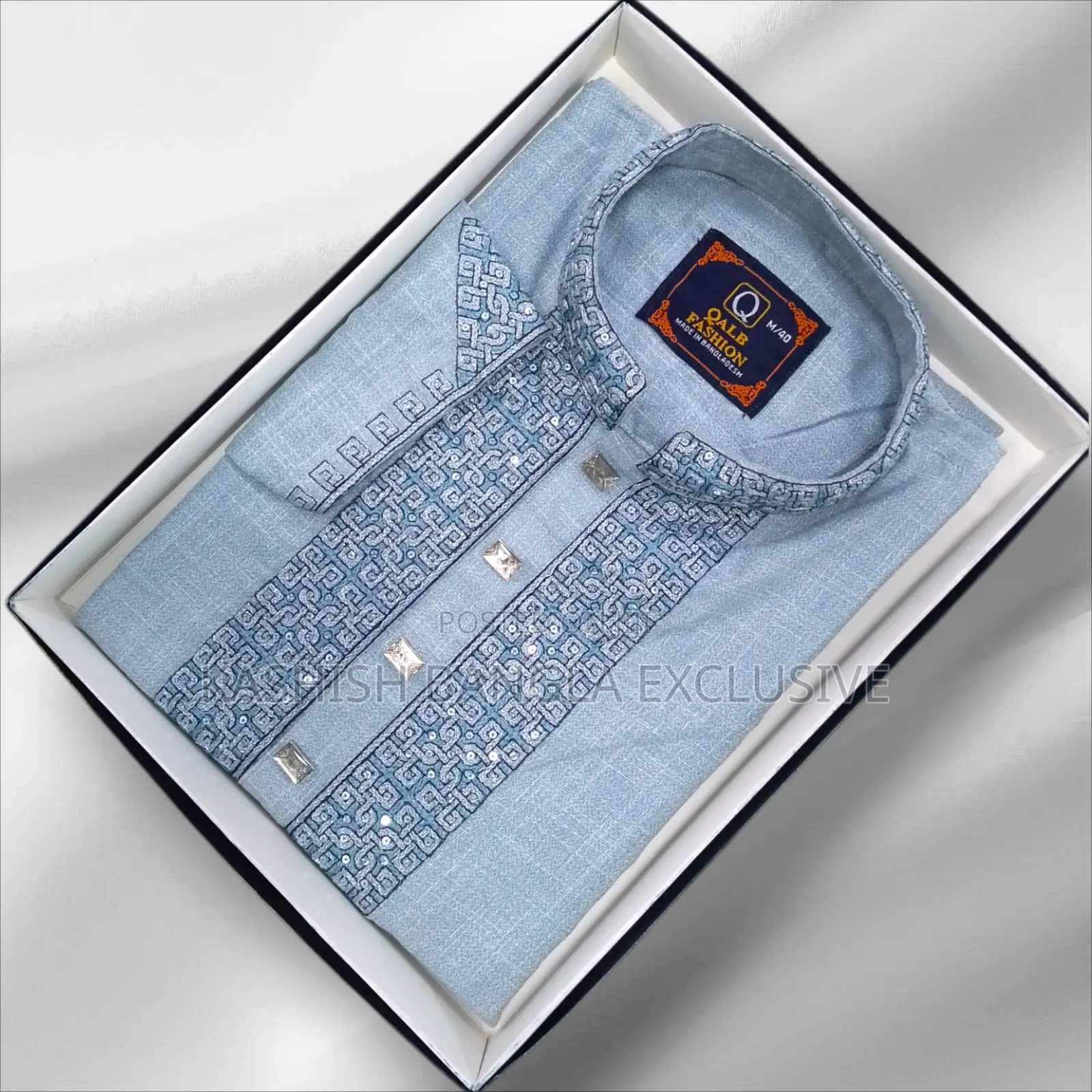 Premium Cotton Panjabi for Men - Sky Blue - All Sizes Available