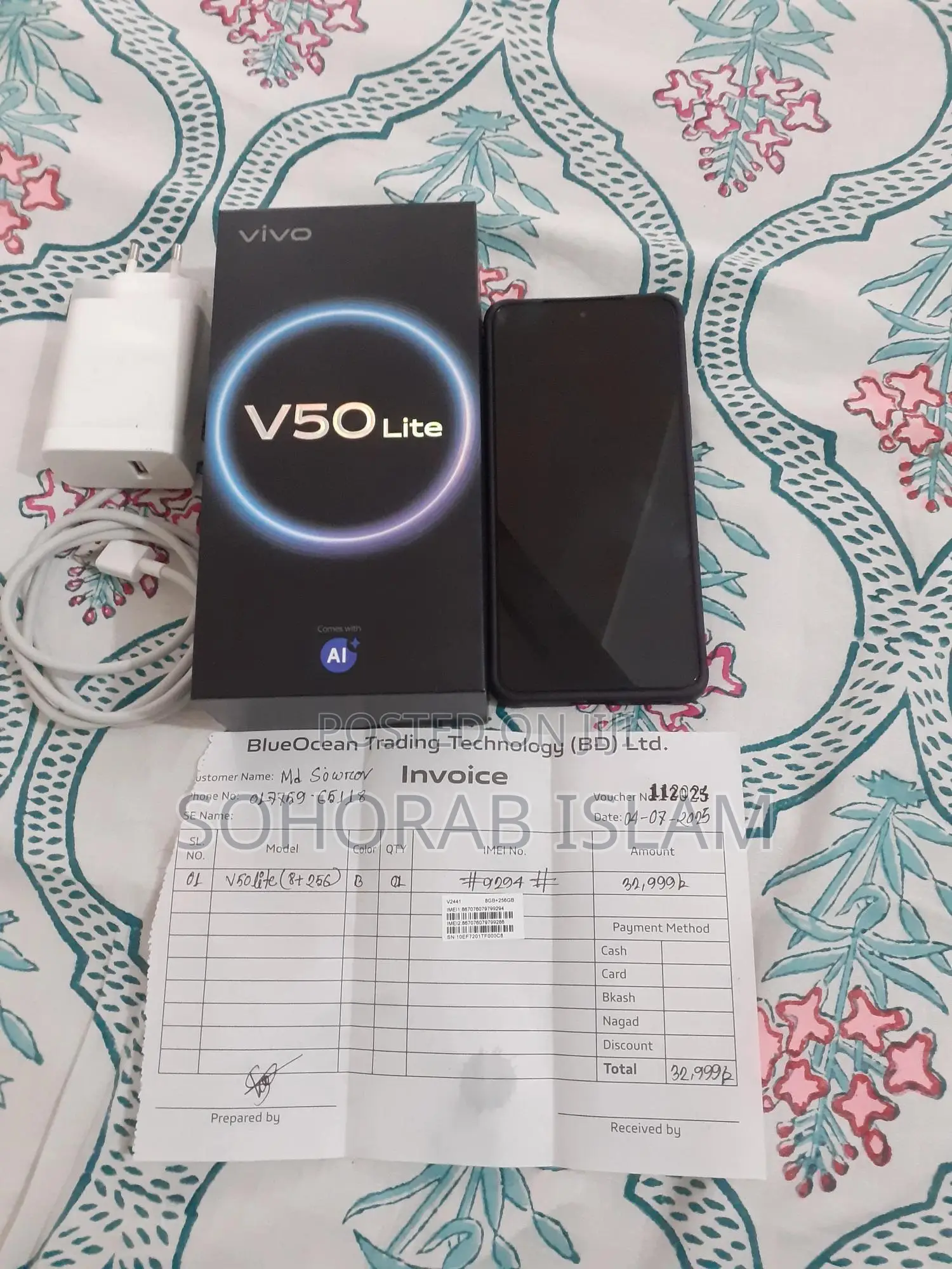 New Vivo V50 Lite 5G 256 GB Black