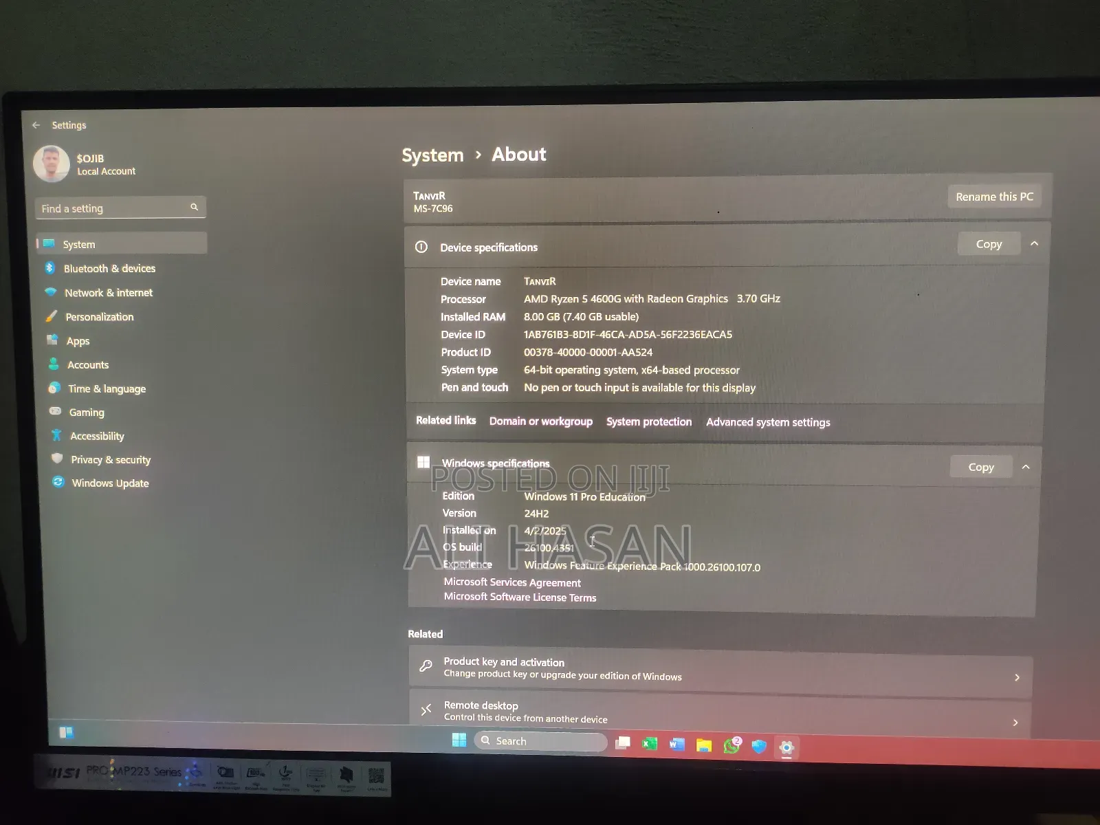 Desktop Computer 8GB AMD Ryzen 5 SSD 500GB