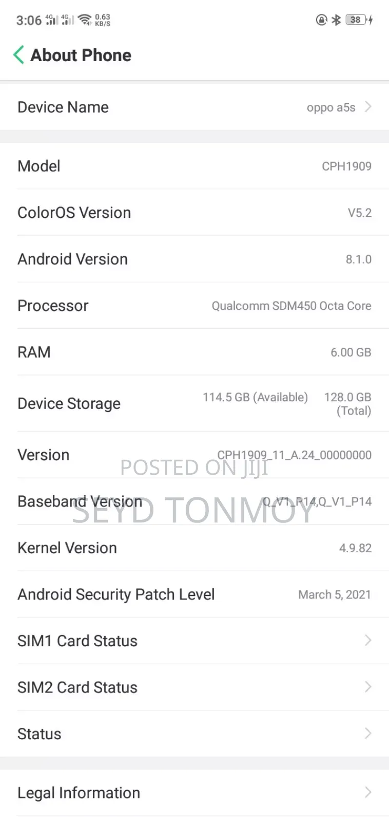 Oppo A5s / AX5s 128 GB Yellow