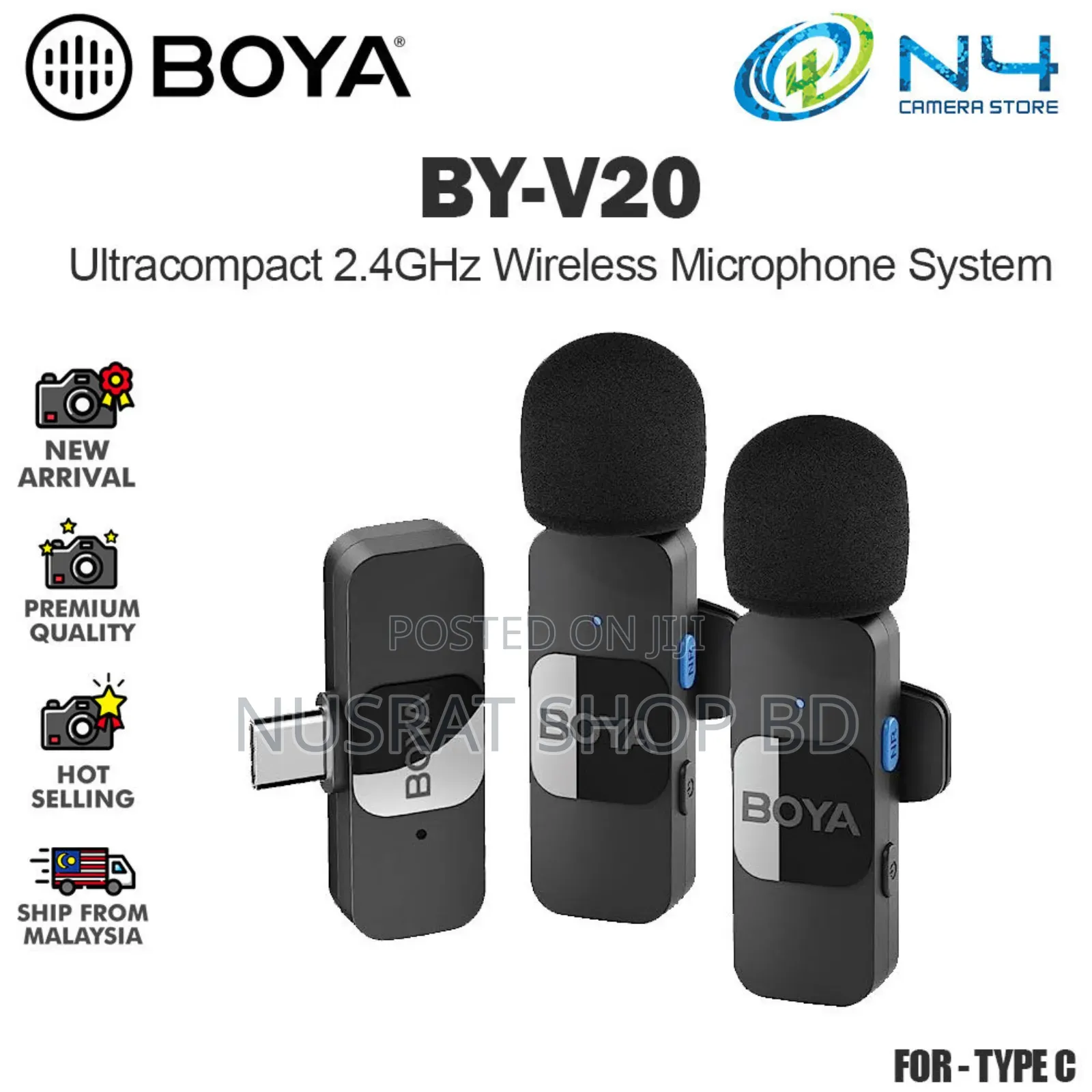 Boya By-v20 2.0 2.4ghz Wireless Microphone(1+2 For Type-c Code : 10725