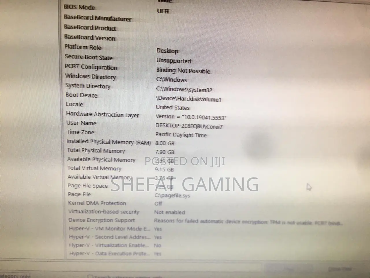 Desktop Computer 16GB Intel Core I7 SSD 128GB