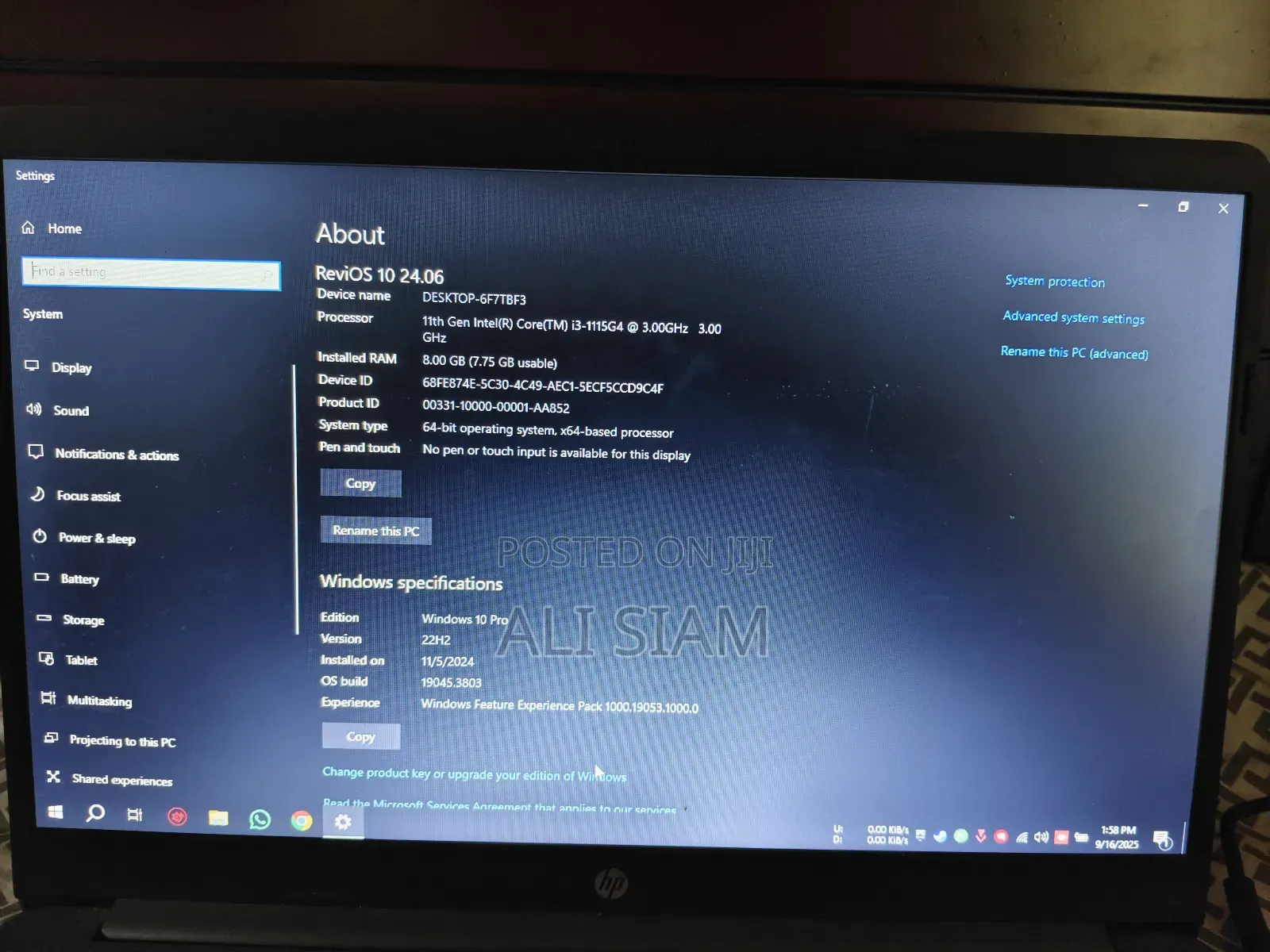 Laptop HP 250 G8 8GB Intel Core I3 SSD 256GB