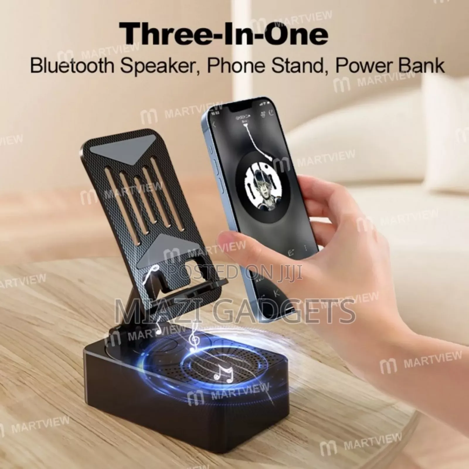 3 In 1 Bluetooth Speaker Phone Stand With Power Bank