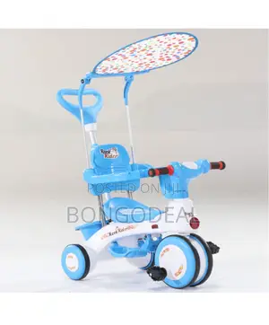 Baby Kids Tricycle With Music, Light, Push Handle Basket
