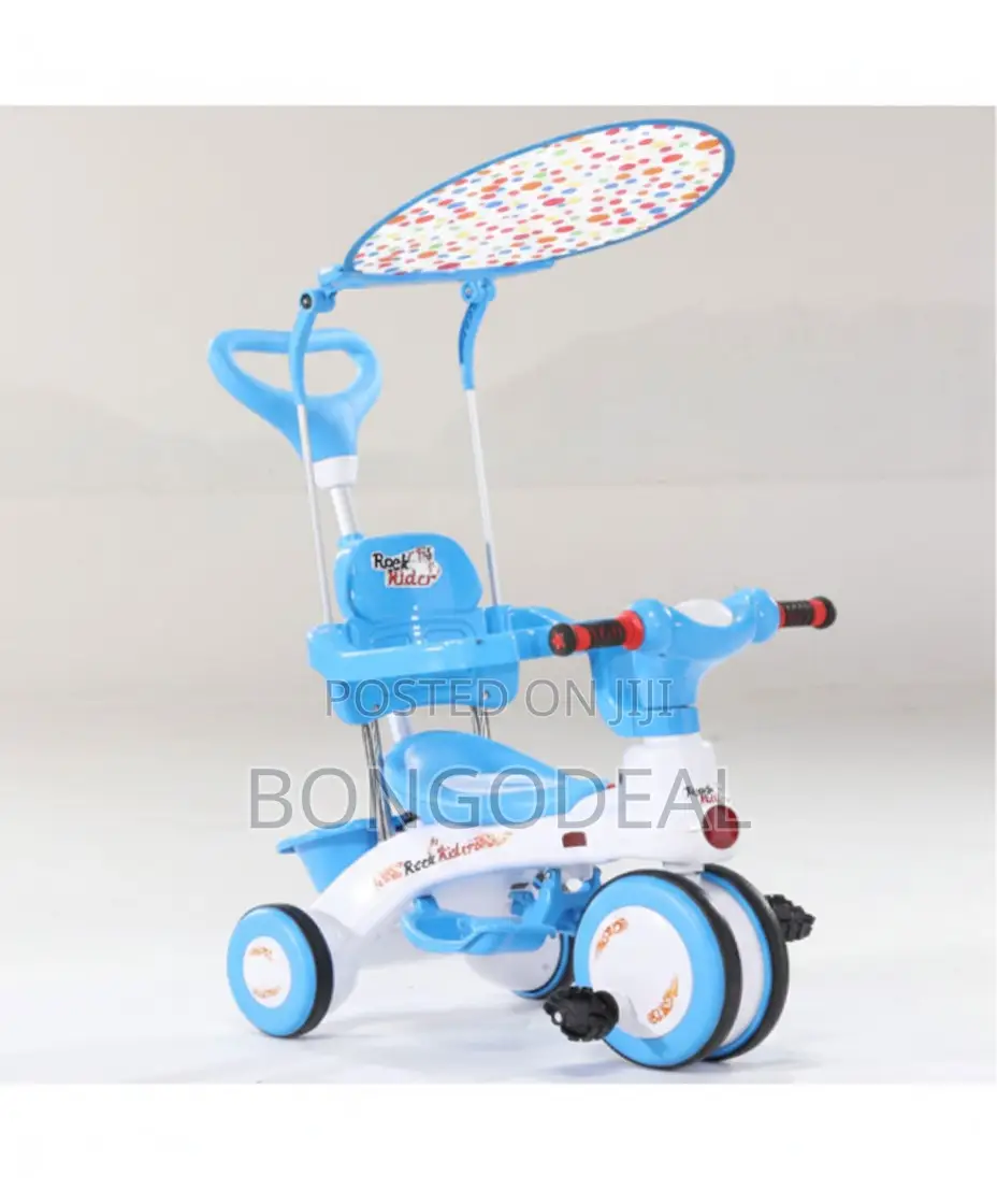 Baby Kids Tricycle With Music, Light, Push Handle Basket