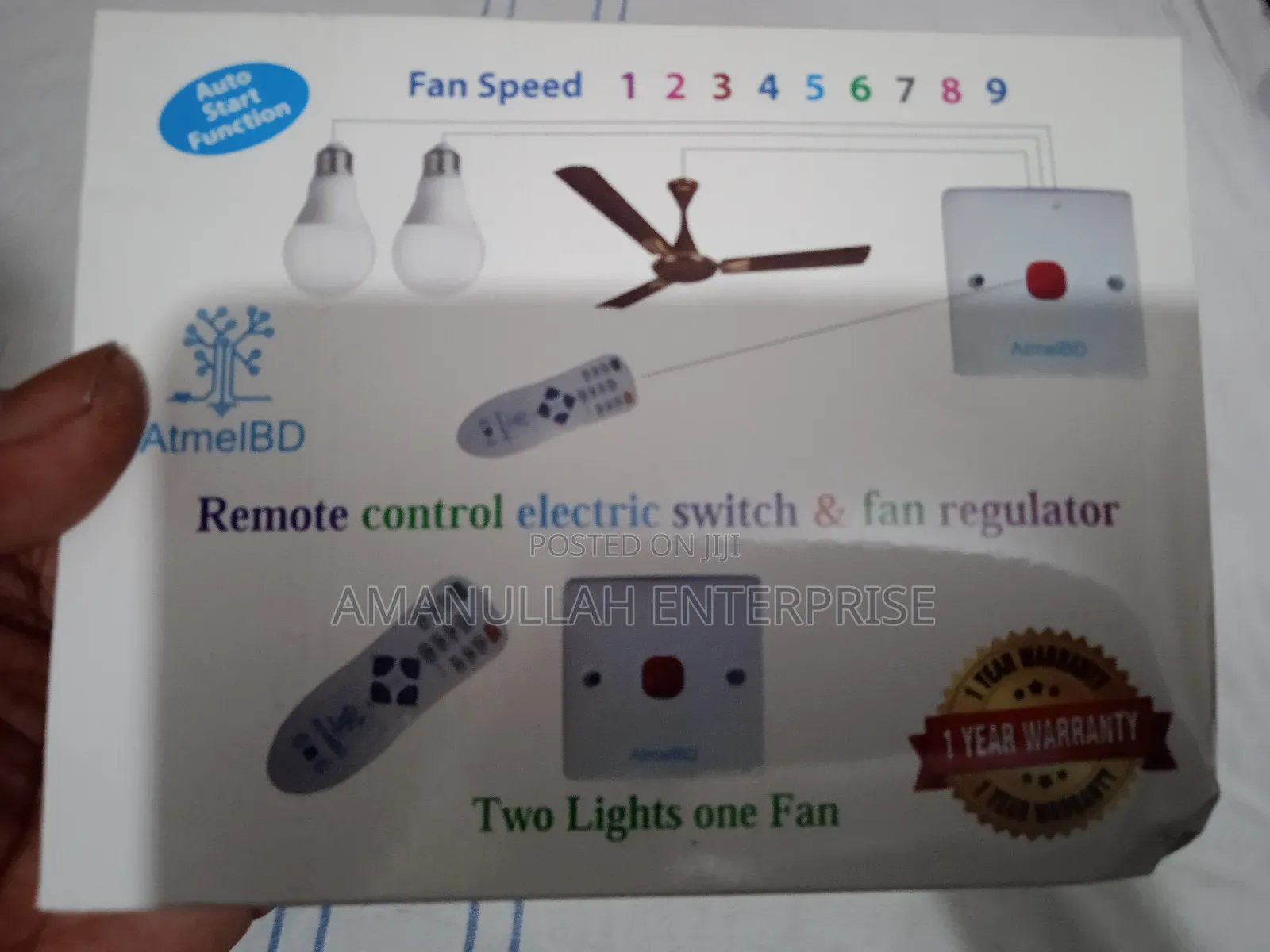 Remote Control Switch for 2 Light 1 Fan With Regulator