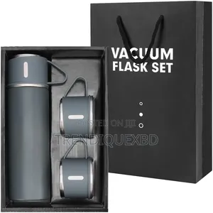 Vacuum Flask Set (500ml) With 3 Cups – Keep Your Drinks Hot For Hours