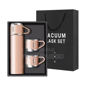 Vacuum Flask Set (500ml) With 3 Cups – Keep Your Drinks Hot For Hours