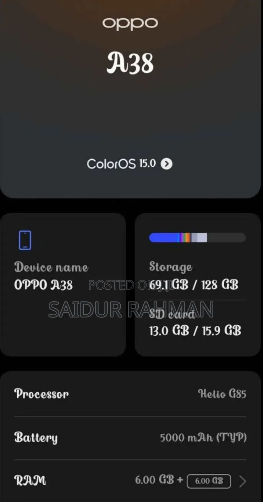 Oppo A38 128 GB Gold