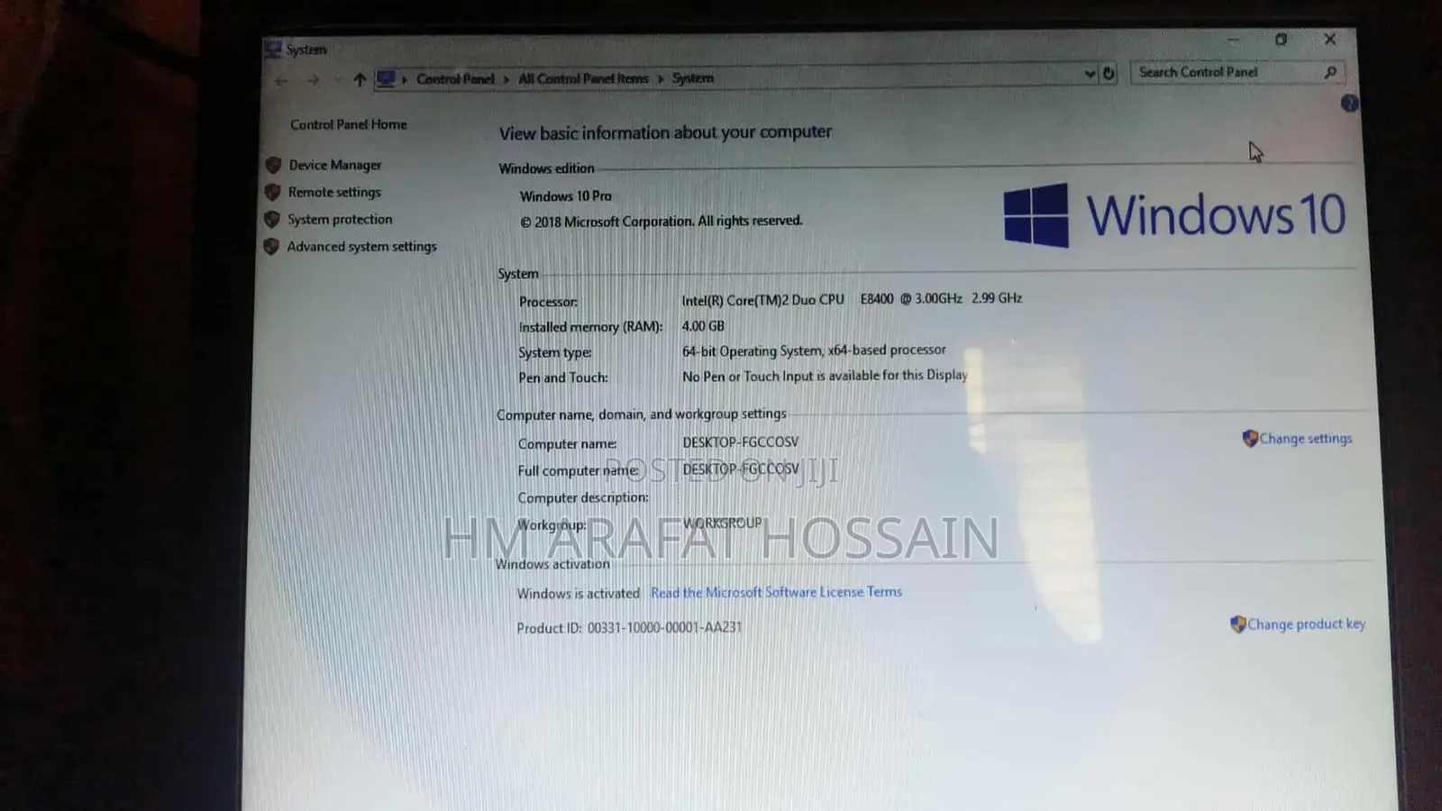 Desktop Computer 4GB Intel Core I3 SSD 128GB