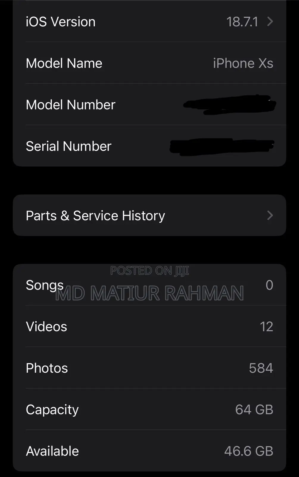 Apple iPhone XS 64 GB Black