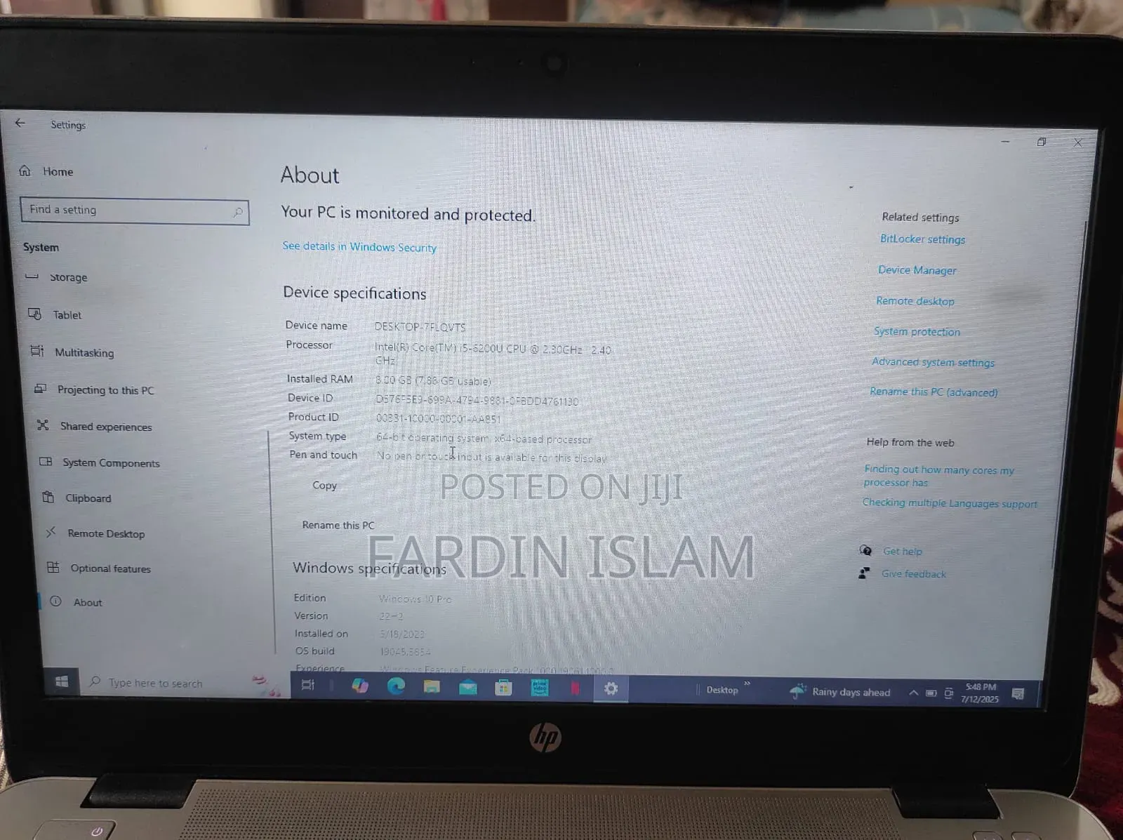 Laptop HP EliteBook 820 G3 8GB Intel Core I5 SSHD+SSD 512GB