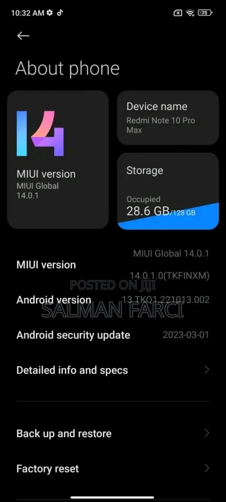 Xiaomi Redmi Note 10 Pro Max 128 GB Black