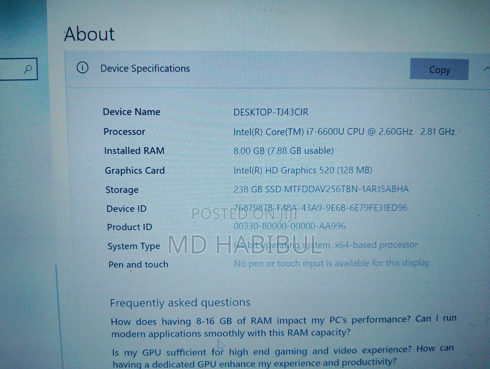 Laptop HP EliteBook 840 G6 8GB Intel Core I7 SSD 256GB