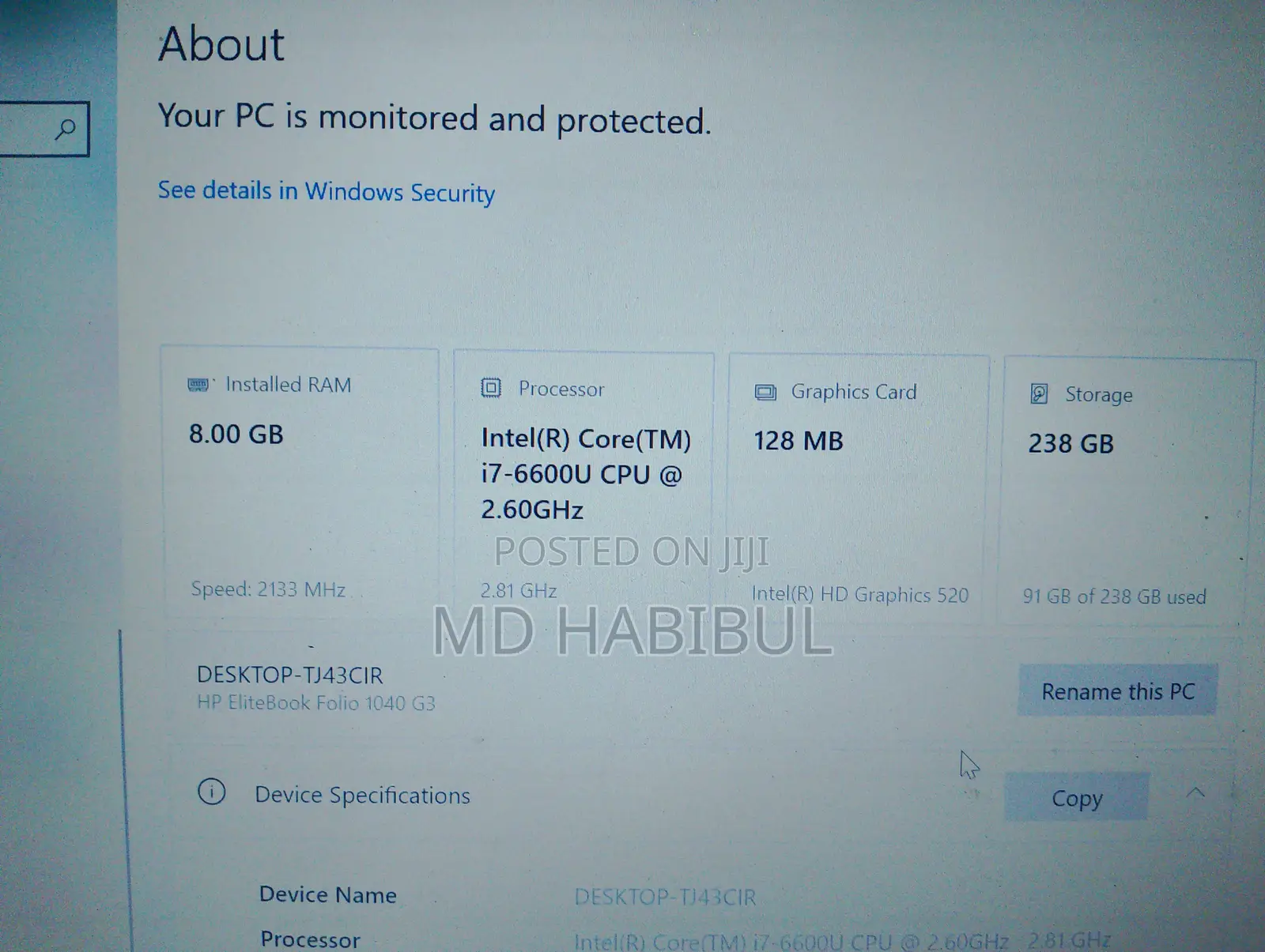 Laptop HP EliteBook 840 G6 8GB Intel Core I7 SSD 256GB