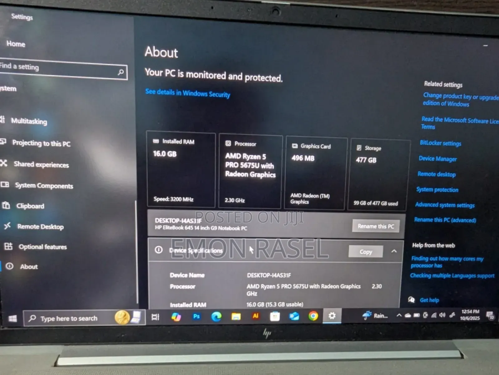 Laptop HP EliteBook 645 G9 16GB AMD Ryzen 5 HDD 512GB