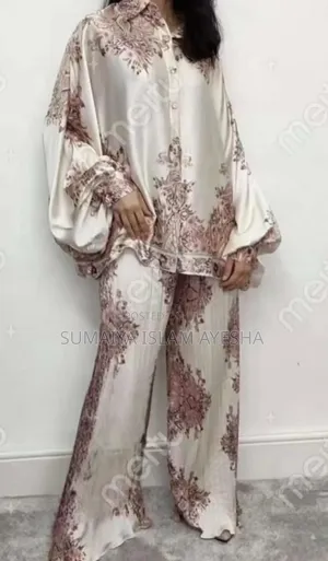 Photo - Spring Retro Print Casual Set Design Batwing Sleeve