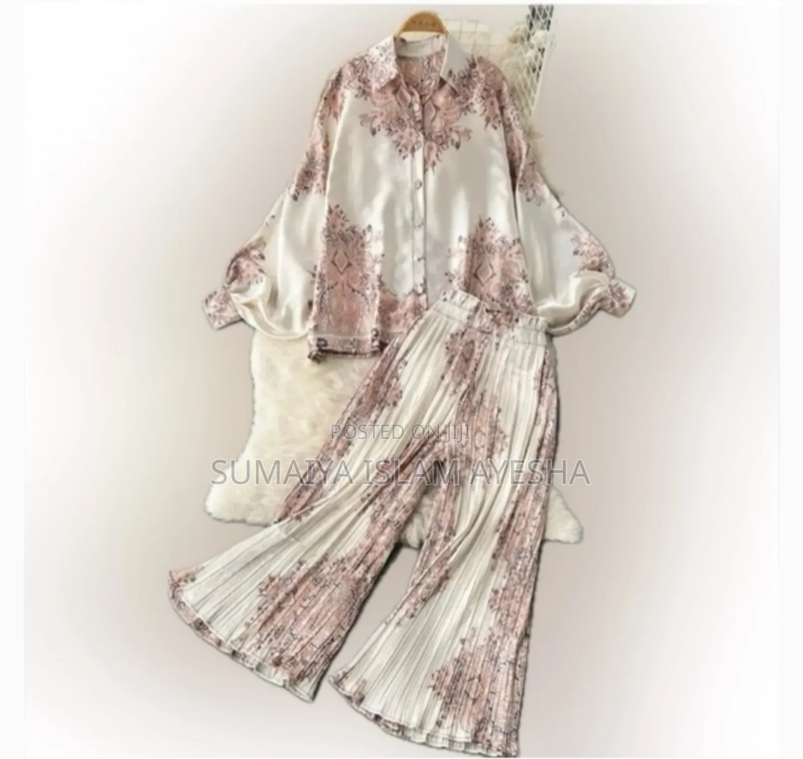 Spring Retro Print Casual Set Design Batwing Sleeve