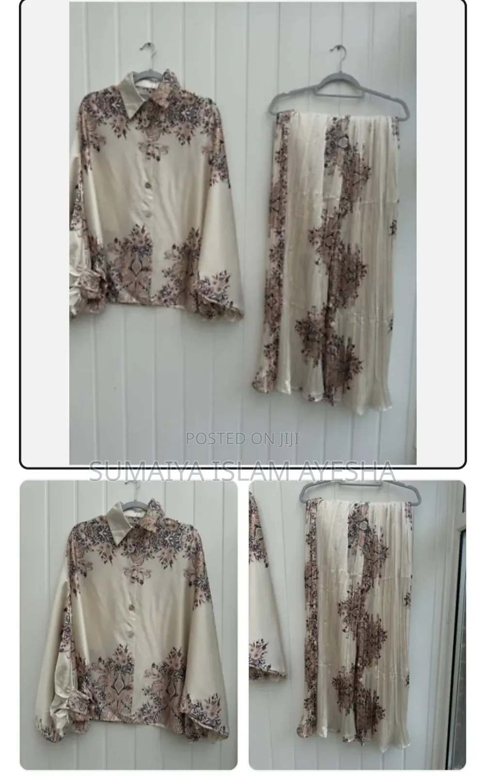 Spring Retro Print Casual Set Design Batwing Sleeve