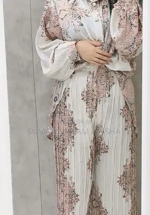 Spring Retro Print Casual Set Design Batwing Sleeve