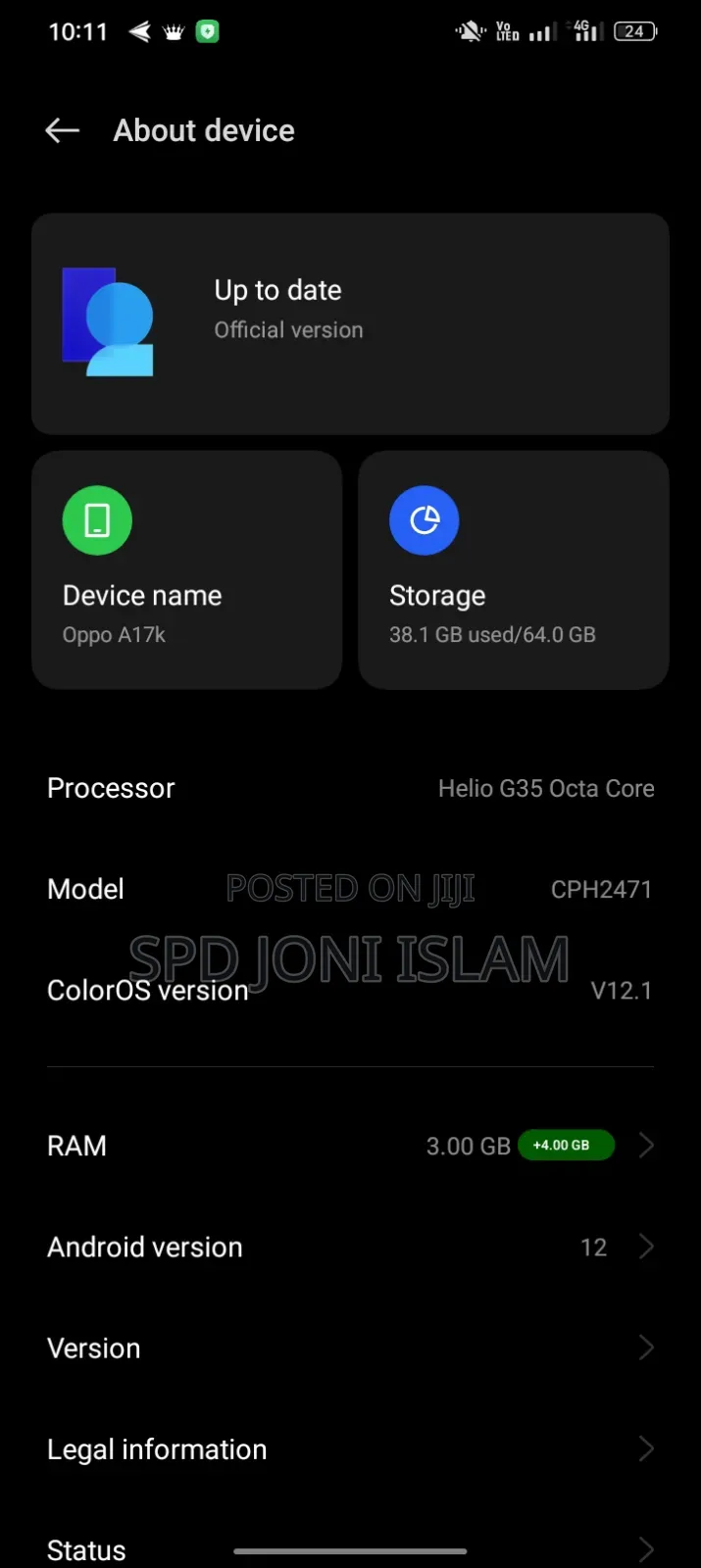 Oppo A17K 64 GB Blue