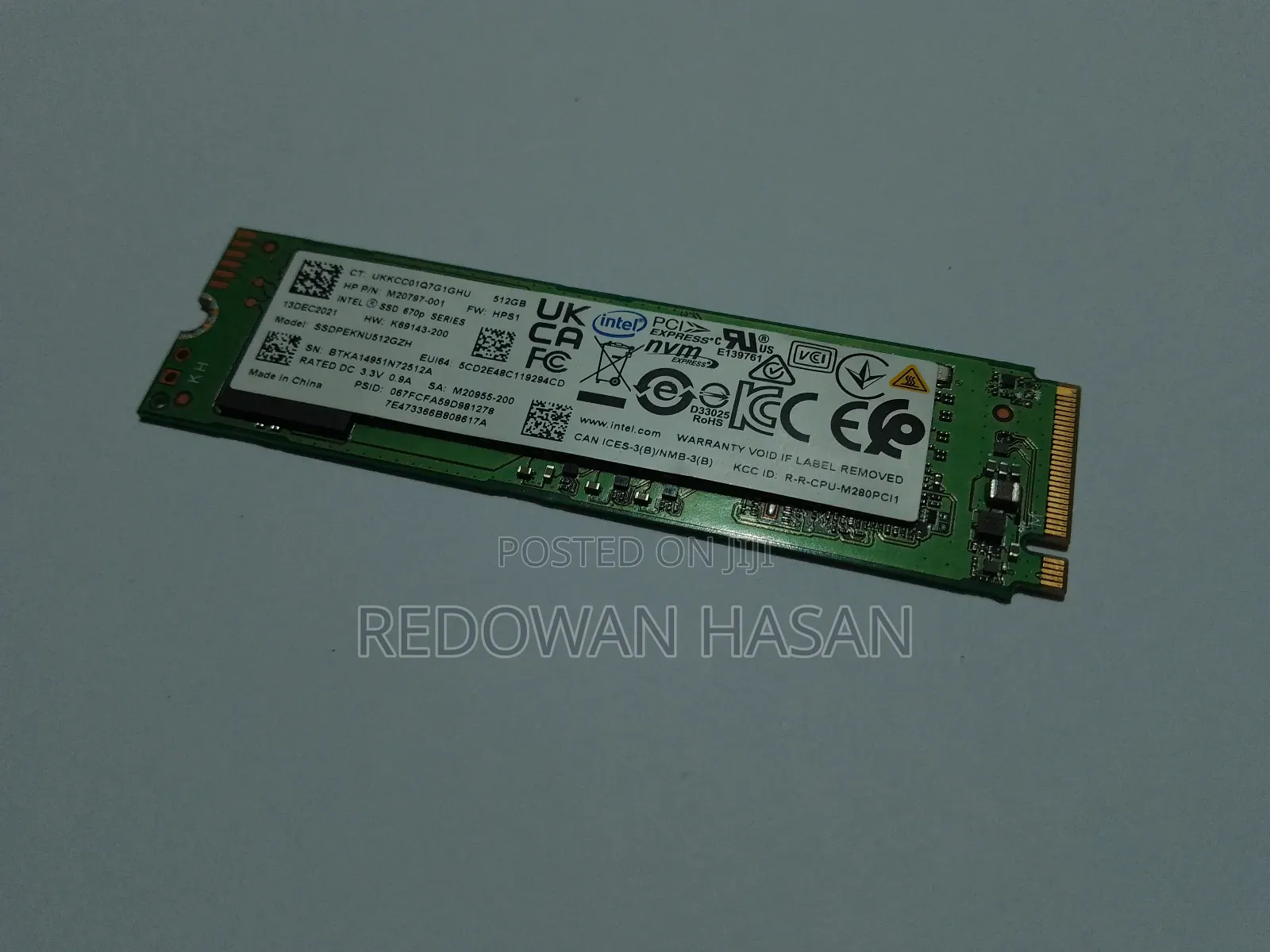 Used 512gb Intel SSD 670p M.2 Nvme Drive