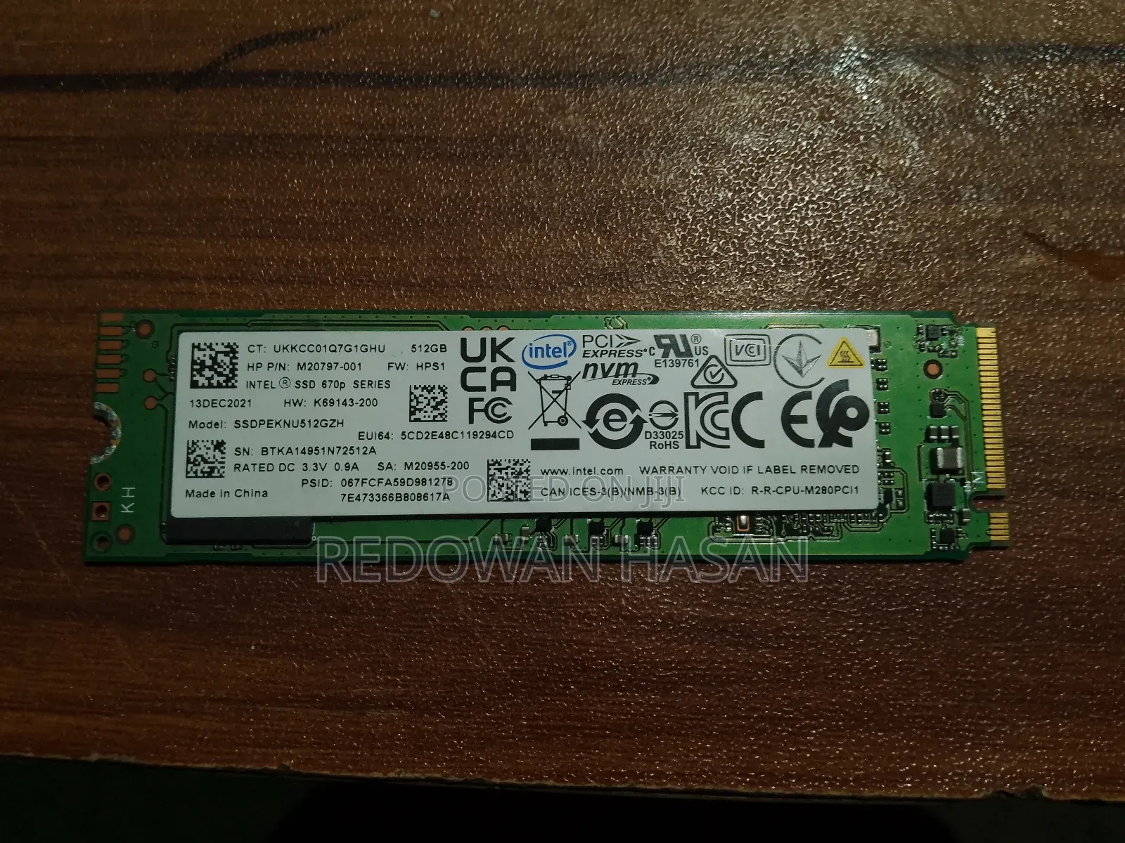 Used 512gb Intel SSD 670p M.2 Nvme Drive