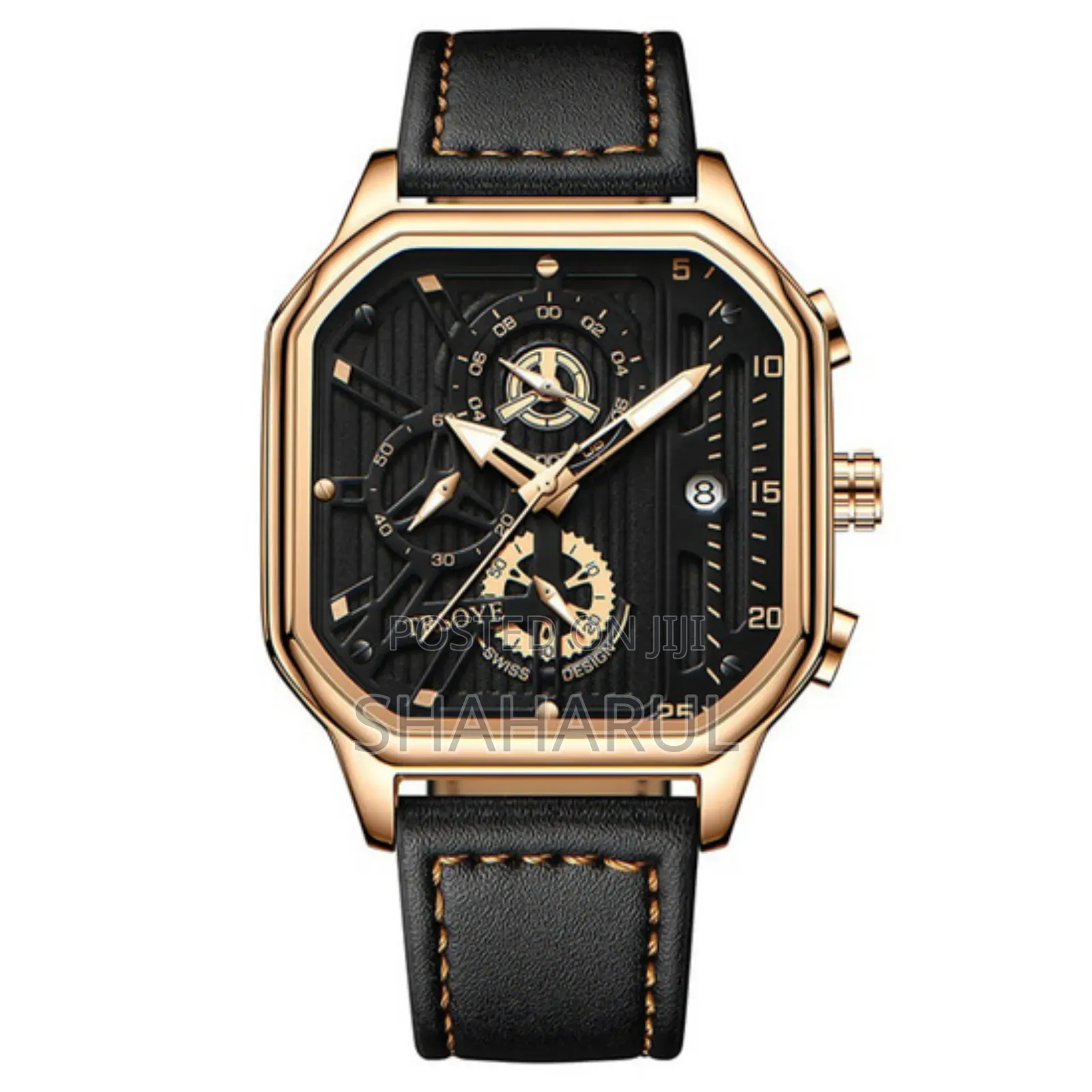 Trsoye Fashionable Black Leather Belt Wrist Watch