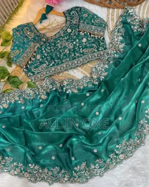 Orginal High Quality Embroidery and Seq Work Saree +Blouse Unstilted